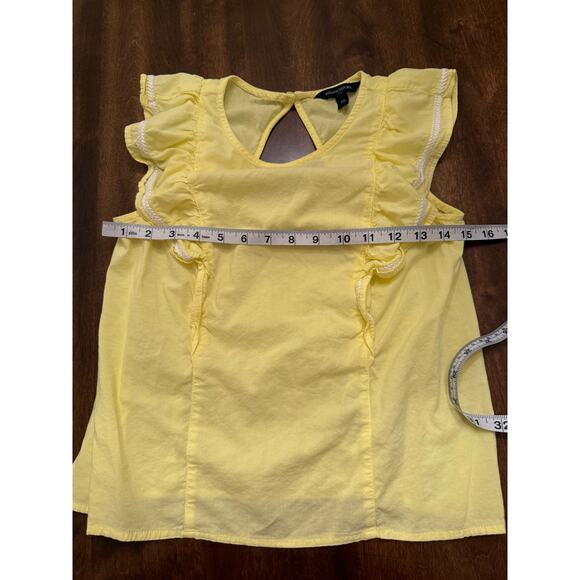 Banana Republic Women's Lemon Yellow Embroidered Short Sleeve Boho Blouse XS - Picture 5 of 6